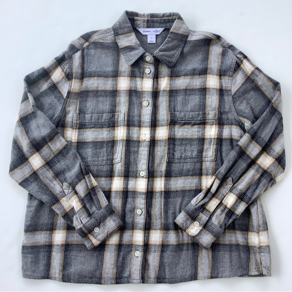 Old Navy Charcoal Boyfriend Flannel Shirt
